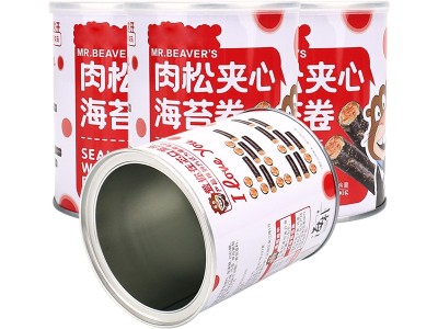 D85X100mm 圓形海里先生肉松海苔包裝盒子 大號(hào)圓形鐵盒子