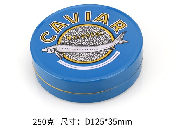 魚(yú)子醬鐵盒250克500克金屬罐圓形鐵盒真空罐頭盒